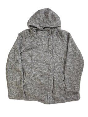 Sebby Collection Hooded Jacket Coat Gray Heather Fleece Lined Womens L